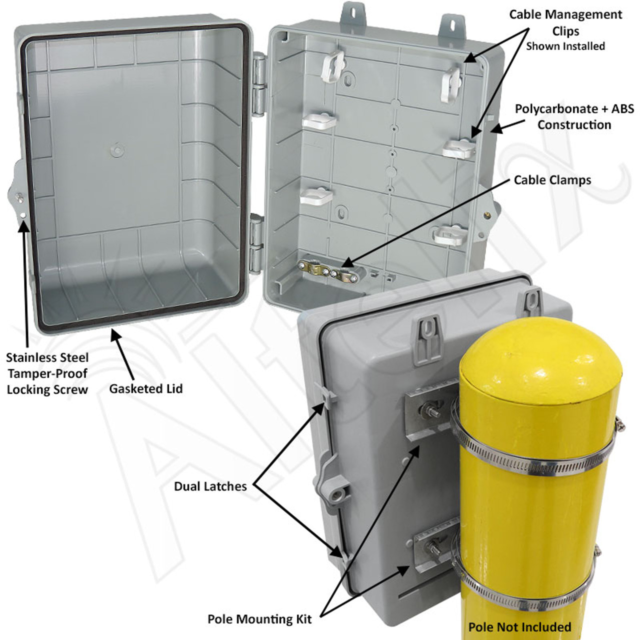 Altelix 12x9x7 PC+ABS Weatherproof Vented Utility Box NEMA Enclosure with  Hinged Door - Altelix