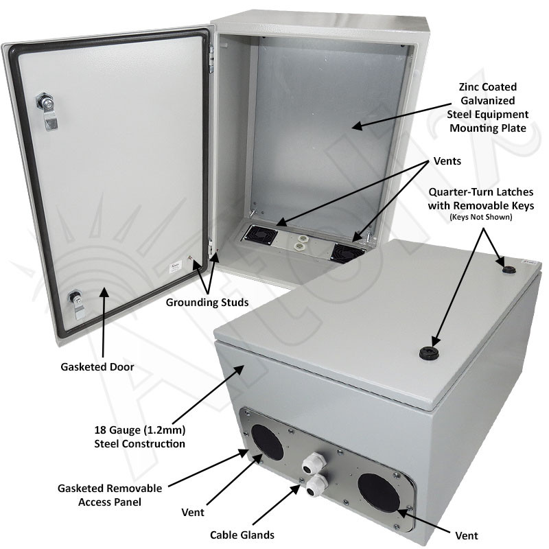 Altelix 24x16x12 Vented Steel Weatherproof NEMA Enclosure with
