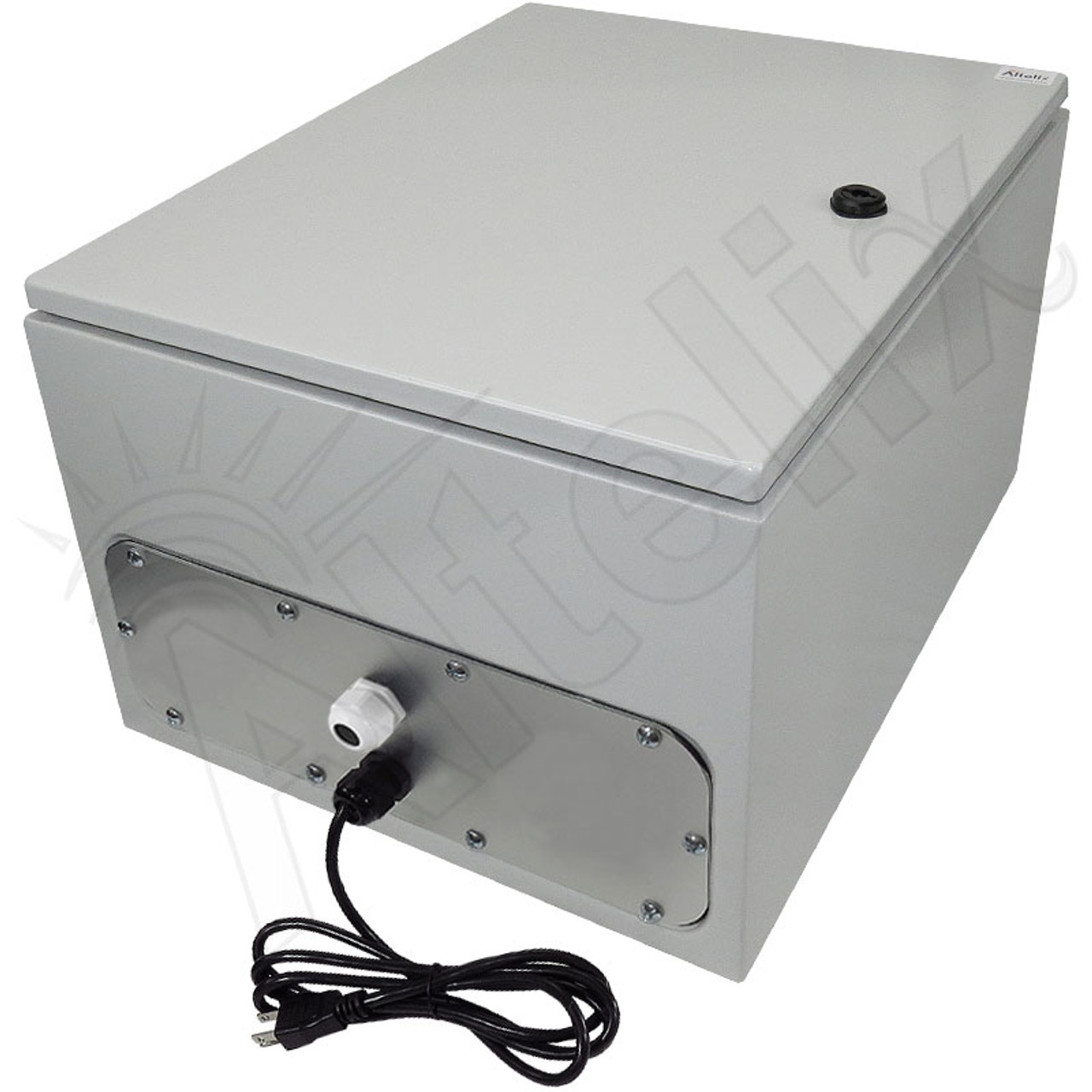 Altelix 20x16x12 NEMA 4X Steel Weatherproof Enclosure with 120 VAC Outlets  and Power Cord