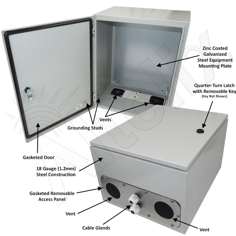 Altelix 20x16x12 Vented Steel Weatherproof NEMA Enclosure with