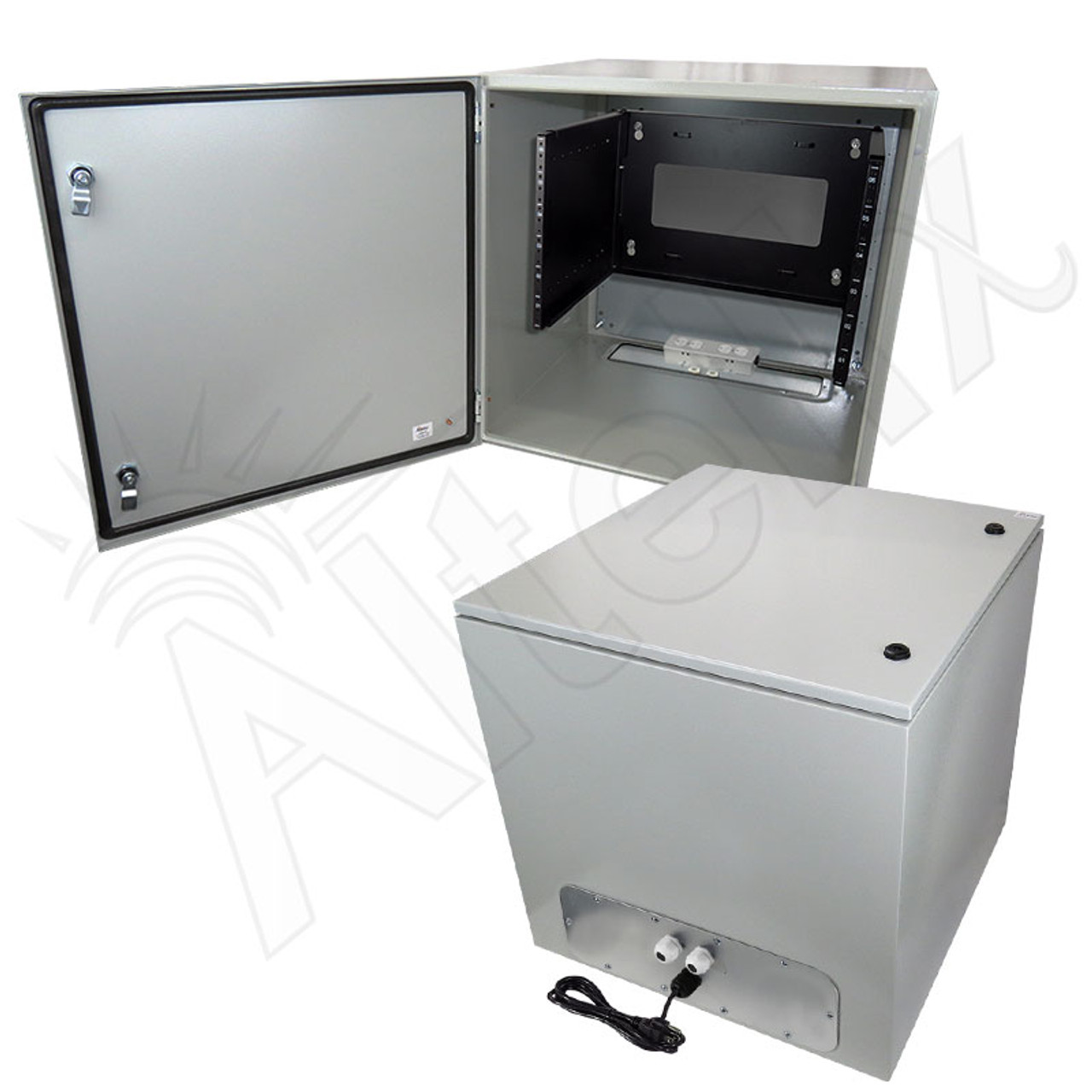 Altelix 24x24x24 19 Wide 6u Rack Nema 4x Steel Weatherproof Enclosure With 120 Vac Outlets And Power Cord Altelix
