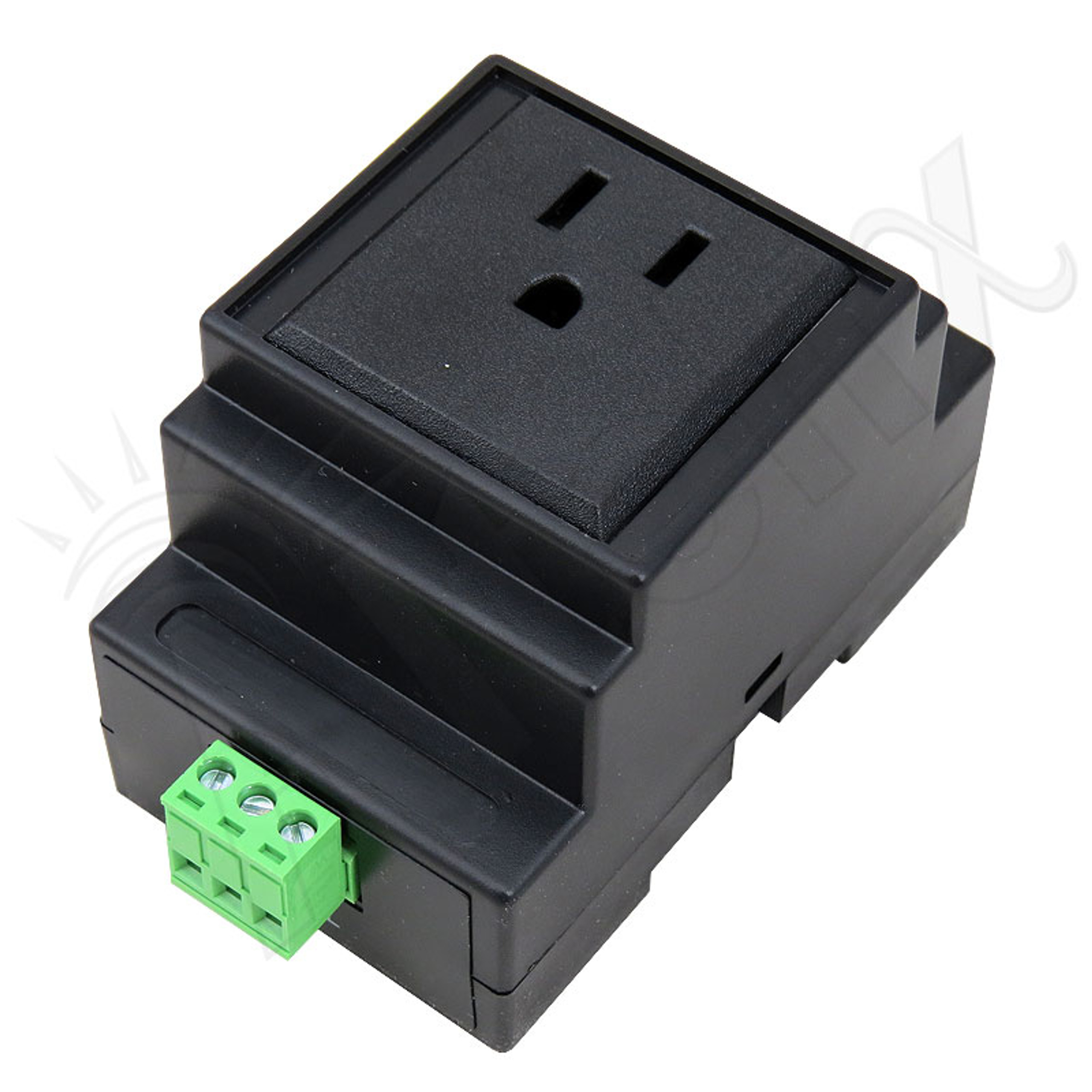 DIN Rail Mounted 3 Prong USA Grounded AC Power Receptacle with