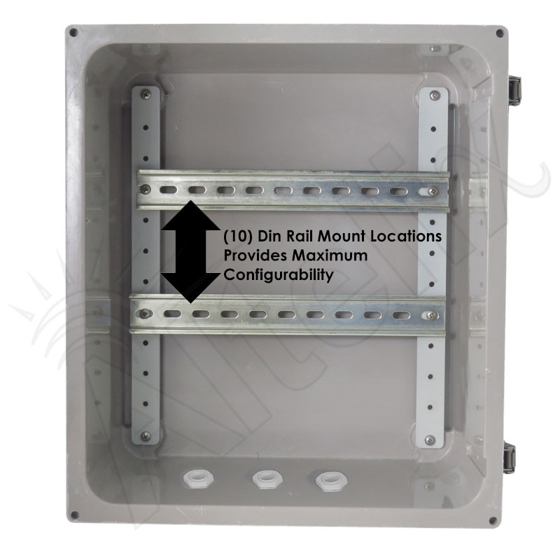 Altelix 14x12x8 Industrial DIN Rail Enclosure Fiberglass NEMA 4X IP66