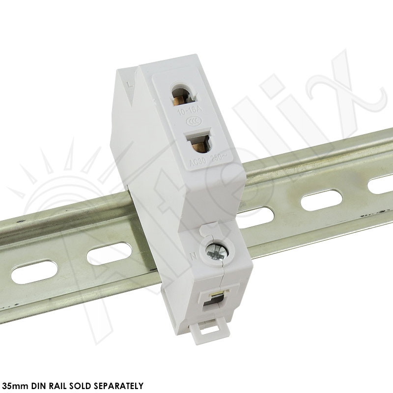 DIN Rail Mounted 3 Prong USA Grounded AC Power Receptacle - Altelix
