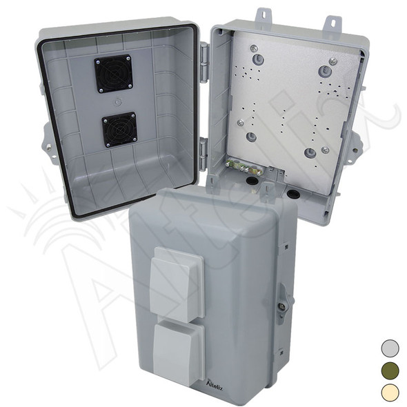 Altelix 12x9x7 PC+ABS Weatherproof Vented Utility Box NEMA Enclosure with Hinged Door and Aluminum Mounting Plate