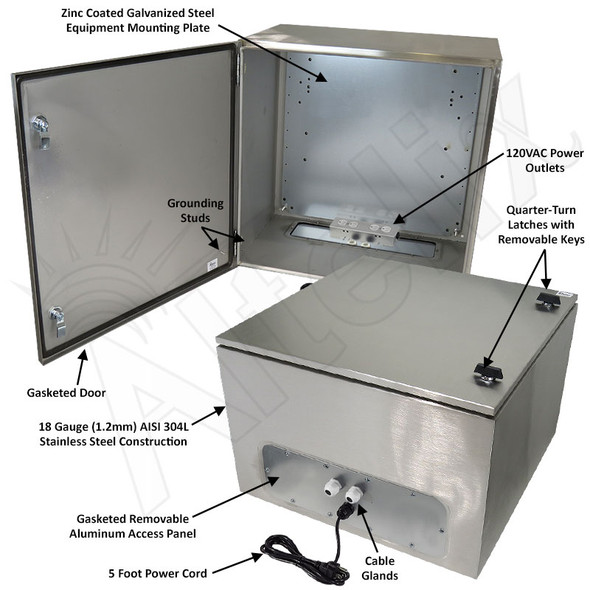 Altelix 24x24x16 Vented Stainless Steel Weatherproof NEMA