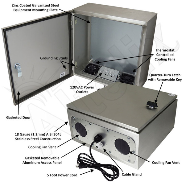 Altelix 16x16x8 Stainless Steel Heated Weatherproof NEMA Enclosure 