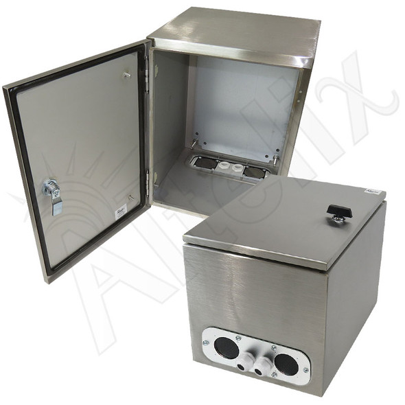 Altelix 16x12x12 Vented Stainless Steel Weatherproof NEMA Enclosure with Steel Equipment Mounting Plate