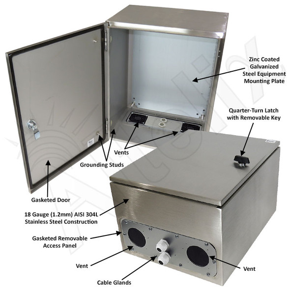 アクセサリー WP14-12SE Altelix 20x16x12 NEMA 4X Stainless Steel Weatherproof Enclosure
