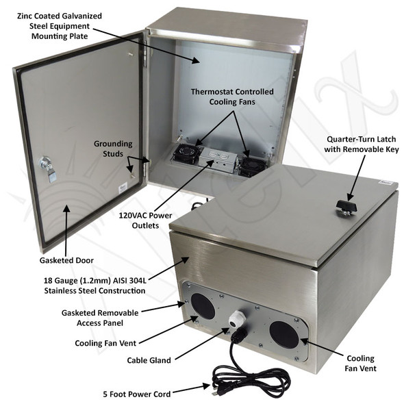 Altelix 20x16x12 Stainless Steel Heated Weatherproof NEMA 