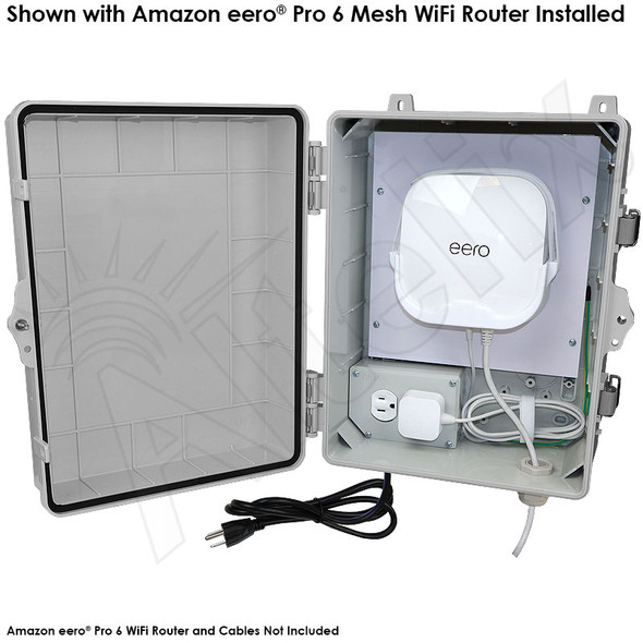 Altelix Indoor Enclosure for Amazon eero® Pro 6 and Pro 6E Mesh WiFi Router with 120VAC Outlet and Power Cord