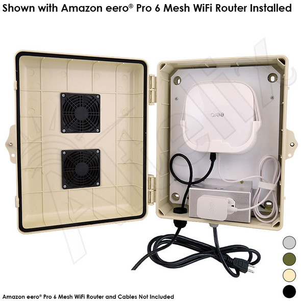 Altelix Weatherproof Vented Enclosure for Amazon eero® Pro 6 and Pro 6E Mesh WiFi Router with 120VAC Outlet and Power Cord