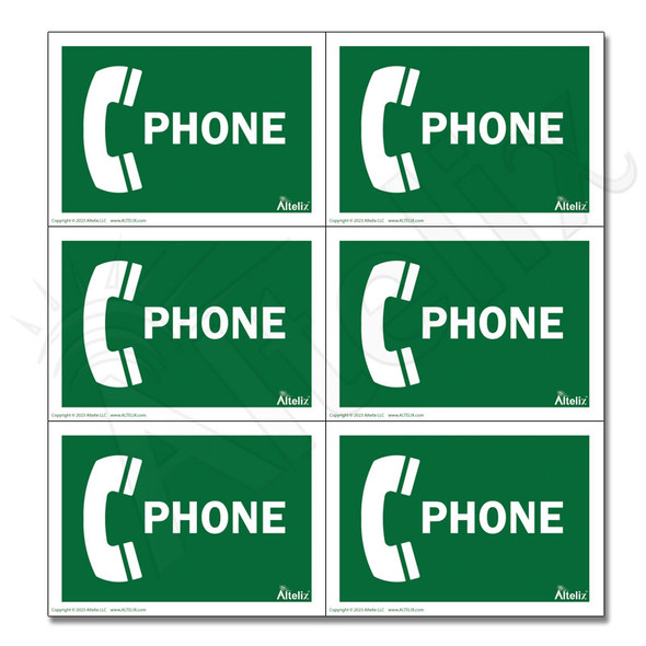 Service Phone Label - Weatherproof Vinyl 5 x 3.5 Inch - 6-Pack