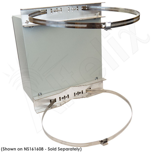 Heavy Duty Galvanized Steel Pole Mount Kit for Altelix NF201612, NFC161608, NFC201608, NFC241609, NS161608, NS201608, NS/NX201612, NS241610 & NS241612 Series NEMA Enclosures Heavy Duty Galvanized Steel Pole Mount Kit for Altelix NF201612, NFC161608, NFC201608, NFC241609, NS161608, NS201608, NS/NX201612, NS241610 & NS241612 Series NEMA Enclosures