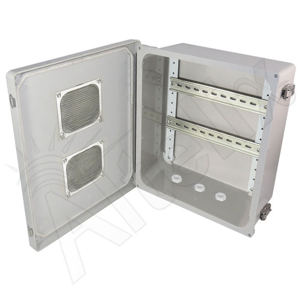 Altelix 14x12x6 Vented Industrial DIN Rail Fiberglass Enclosure Fiberglass