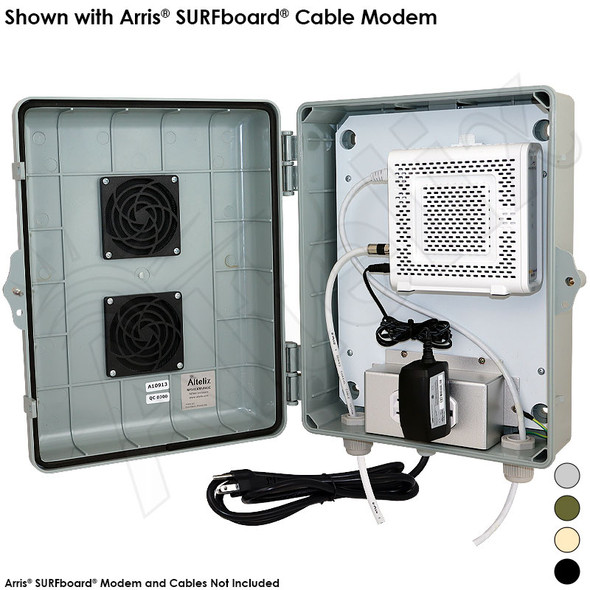 Altelix Weatherproof Vented Enclosure  for Arris® SURFboard® Cable Modems with 120VAC Outlets and Power Cord