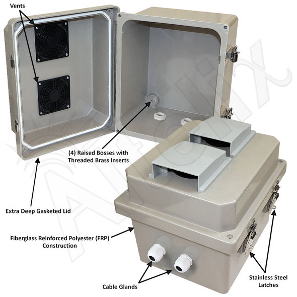 Altelix 10x8x8 Vented Fiberglass Weatherproof NEMA Enclosure