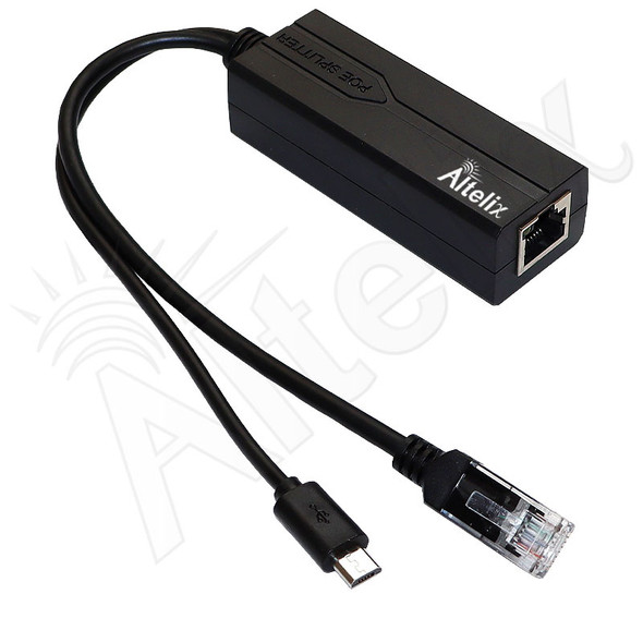 Altelix Gigabit IEEE 802.3af/at PoE Splitter, 5VDC 2.4A Output, Micro USB Connector
