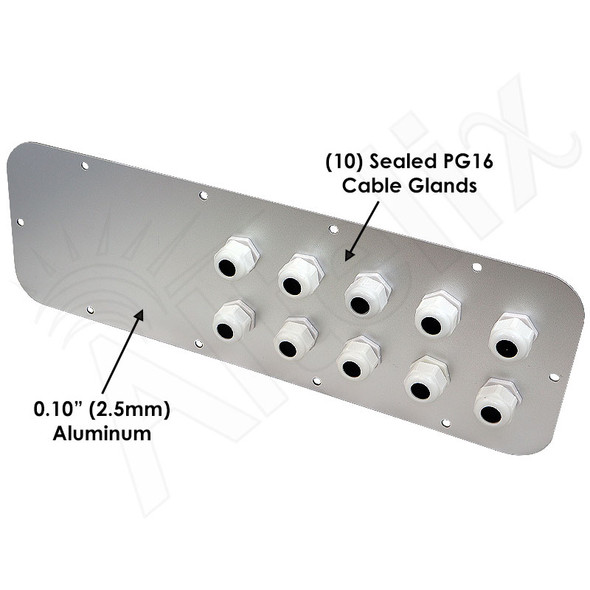 Aluminum Access Panel with 3 PG16 Cable Glands & 3 Cable Grommets