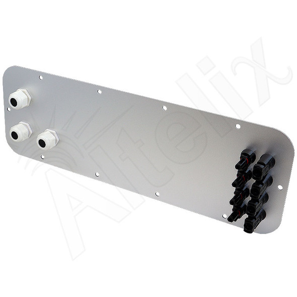 Aluminum Access Panel with 3 PG16 Cable Glands & 8 MC4 Solar Power Connectors for NS242012, NS242412, NX242416, NS242416, NS242424, NS282416 and NS322416 Enclosures