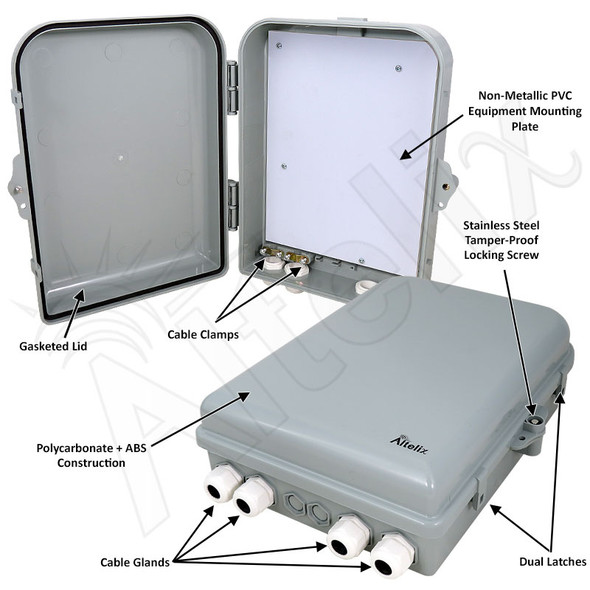 Altelix 13x10x4 IP66 NEMA 4X PC+ABS RF Transparent Outdoor WiFi Enclosure with No-Drill PVC Equipment Mounting Plate