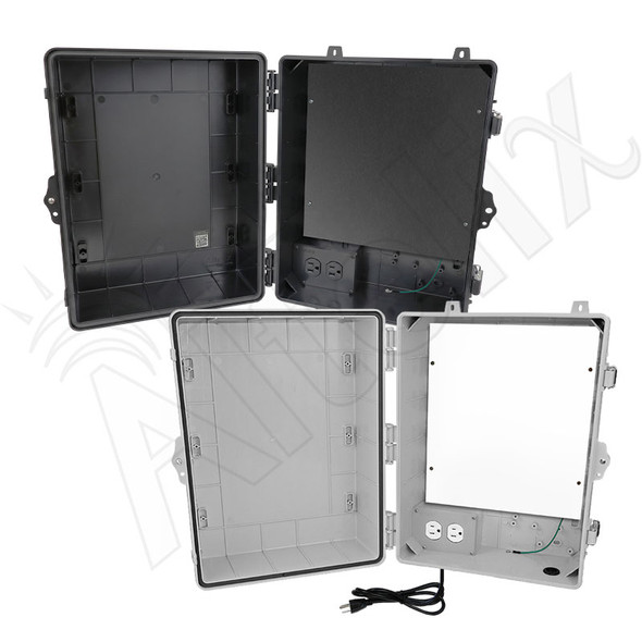 Altelix 17x14x9 Polycarbonate + ABS NEMA 4X RF Transparent Outdoor WiFi Enclosure with No-Drill PVC Equipment Mounting Plate, 120 VAC Outlets & Power Cord