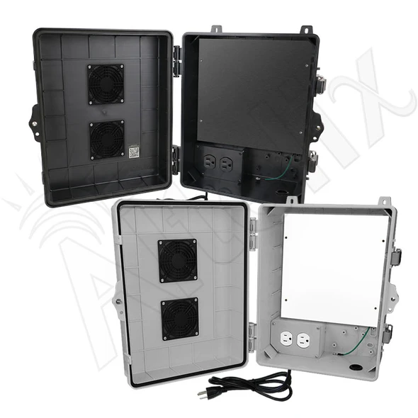 Altelix 14x11x7 Polycarbonate + ABS Vented RF Transparent Outdoor WiFi Enclosure with No-Drill PVC Equipment Mounting Plate, 120 VAC Outlets & Power Cord