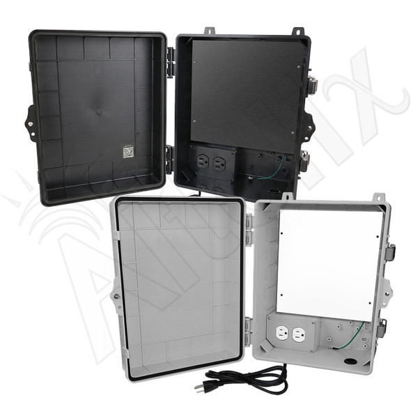 Altelix 14x11x9 Polycarbonate + ABS NEMA 4X RF Transparent Outdoor WiFi Enclosure with No-Drill PVC Equipment Mounting Plate, 120 VAC Outlets & Power Cord