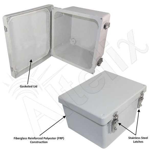 Altelix 10x8x6 Inch Fiberglass Weatherproof NEMA Enclosure