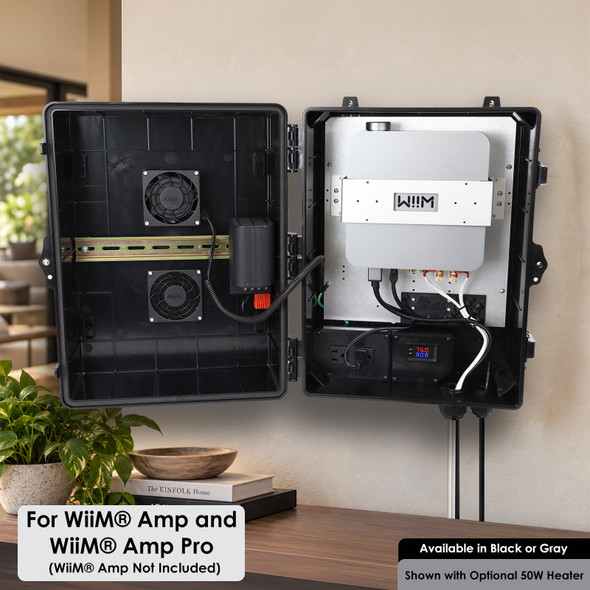 Altelix Weatherproof WiiM® Amp and WiiM® Amp Pro 120VAC Powered Enclosure with Cooling Fan, Digital Temperature Control and Power Cord – Optional Heater