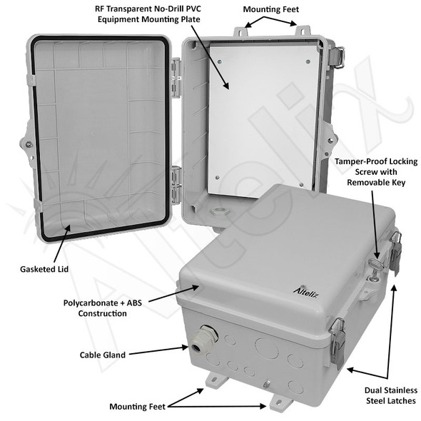 Altelix Aimable WiFi & RFID Enclosure 12x9x7 Indoor/Outdoor NEMA 4X Rated