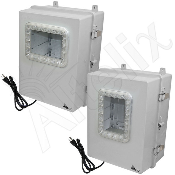 Altelix Windowed 120VAC Enclosure - 17x14x9 Polycarbonate + ABS NEMA 4X Enclosure with Window, 120 VAC Outlets & Power Cord