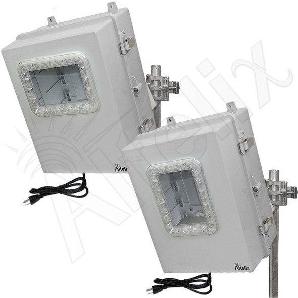 Altelix Windowed 120VAC Enclosure - 17x14x9 Polycarbonate + ABS NEMA 4X Directional Enclosure with Window, Tilt-and-Swivel Mount, 120VAC Outlets & Power Cord