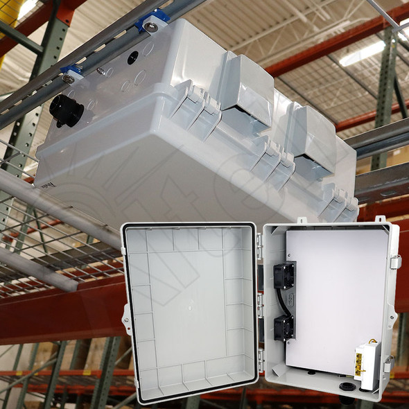 Altelix Ceiling Mount PoE Powered Enclosure - 17x14x7 Polycarbonate + ABS with DC Cooling Fans & 2-Port PoE Power Splitter Altelix Ceiling Mount PoE Powered Enclosure - 17x14x7 Polycarbonate + ABS with DC Cooling Fans & 2-Port PoE Power Splitter