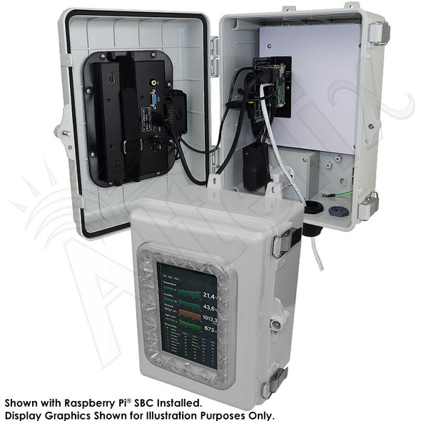 Altelix Single-Board Computer SBC Enclosure with 7" Display Screen - Weatherproof NEMA 4X Windowed Enclosure with 1024x600 Display Screen, Universal Mount for Raspberry Pi®, BeagleBone® and Arduino®, Integral 120VAC Power Outlets