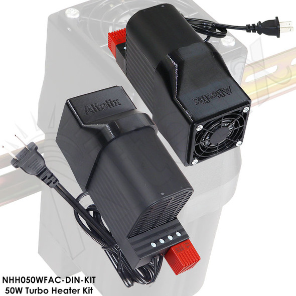 Altelix Turbo Heater Kit - DIN Rail Mountable with Fan - 50W or 100W with Thermostat, Fan and Power Cord