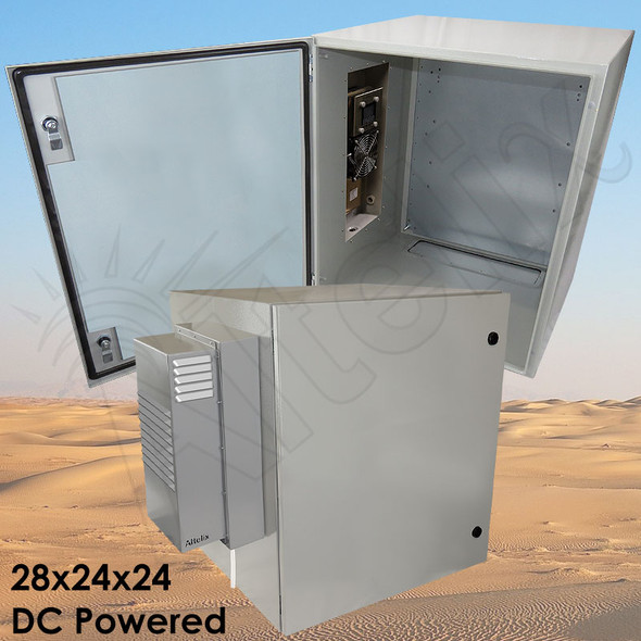 Altelix DC Powered Air Conditioned Enclosure with Heat - 28x24x24 Steel Weatherproof NEMA 4X Rated, 12VDC, 24VDC, 48VDC
