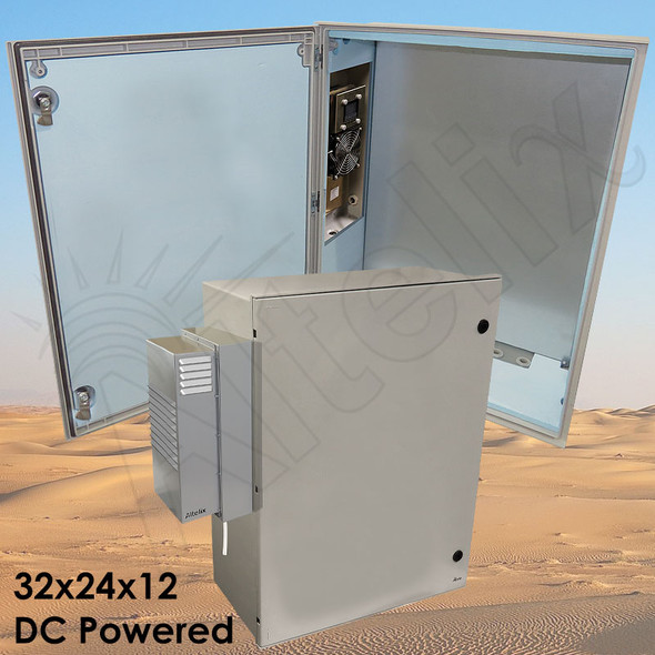Altelix DC Powered Air Conditioned Enclosure with Heat - 32x24x12 Fiberglass FRP Weatherproof NEMA 4X Rated, 12VDC, 24VDC, 48VDC