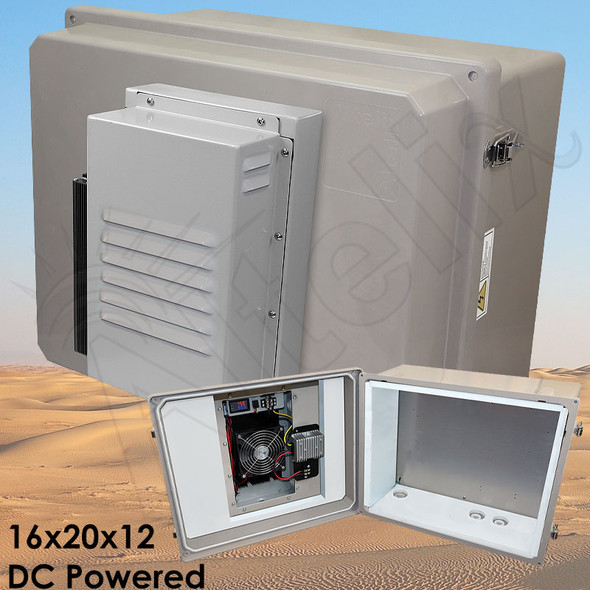 Altelix DC Powered Air Conditioned Enclosure - 16x20x12 Fiberglass Weatherproof NEMA 4X Rated, 12VDC, 24VDC, 48VDC
