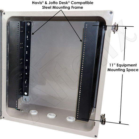 Altelix Havis® and Jotto Desk® Heavy Duty Vented Weatherproof Console Enclosure - Fiberglass FRP 14x12x10