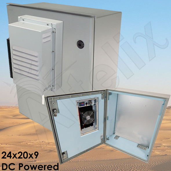 Altelix DC & Solar Powered Air Conditioned Enclosure - 24x20x9 Fiberglass FRP Weatherproof NEMA 4X Rated, 12VDC, 24VDC, 48VDC