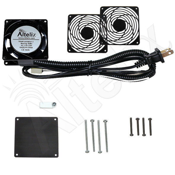 120mm Fan Kit with Thermostat and Power Cord 120VAC - Altelix