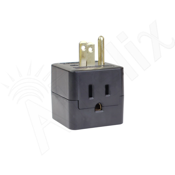 Altelix compact 3-way outlet splitter plugged into wall receptacle