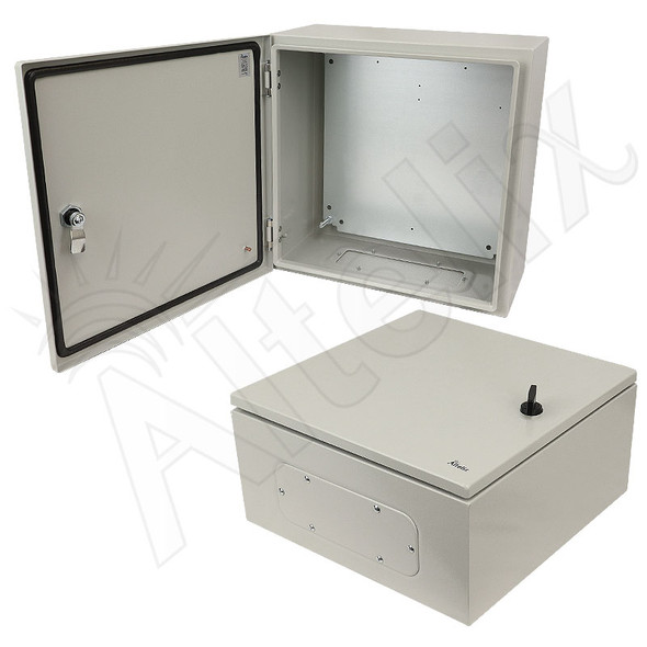 Altelix 16x16x8 Steel NEMA 4x / IP66 Weatherproof Equipment Enclosure with Blank Steel Equipment Mounting Plate
