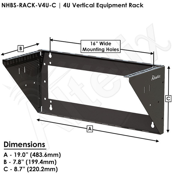 Altelix Heavy Duty 19" 4U Vertical Wall Mount Equipment Racks