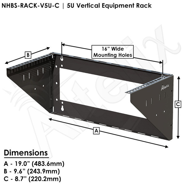 Altelix Heavy Duty 19" 5U Vertical Wall Mount Equipment Racks