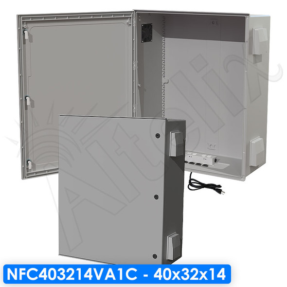 Altelix 40x32x14 Vented Fiberglass NEMA Weatherproof Enclosure with 120VAC Outlets & Power Cord