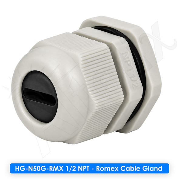 Altelix NPT 1/2 Romex® NM-B Cable Gland - 14/2 and 12/2 0.20" x 0.45" - IP68 Waterproof Cord Grip | Strain Relief