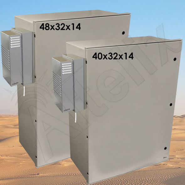 Altelix Air Conditioned Enclosure with Heat - 40x32x14 & 48x32x14 Fiberglass FRP Weatherproof NEMA 4X Rated with 120VAC Power Outlets