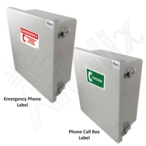 Altelix 14x12x6 NEMA 4X Fiberglass Outdoor Weatherproof IP Telephone Call Box with Emergency Phone or Service Phone Label